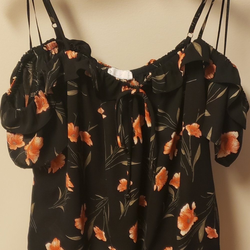 Black and orange floral crop top